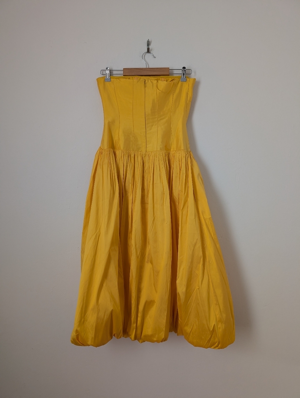 NWT BHLDN Anthropologie Butter Yellow Strapless Drop Waist Bubble Midi Dress - Picture 7 of 8